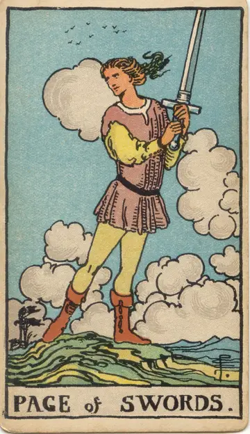 Lá Page of Swords (Thị Đồng Kiếm)