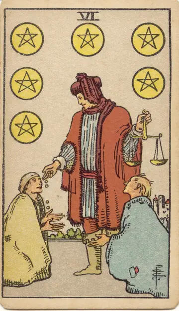 Lá Six of Pentacles (Sáu Xu)